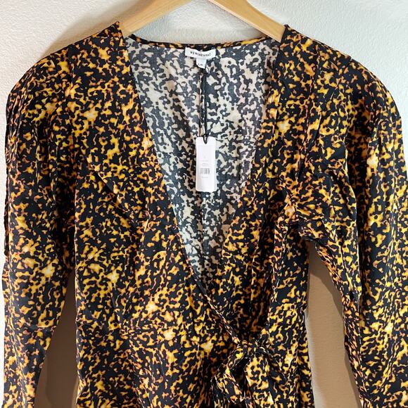 NWT We Wore What Women's Blanca Wrap Dress Long Sleeve Tortoise Shell Size Large - Picture 6 of 11
